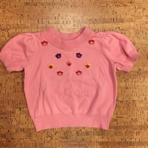 Hanna Andersson stretchy pink flower sweater 110